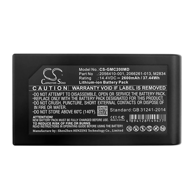 Alt view image 3 of 3 - Battery for GE MAC 2000 2056410-001 2066261-013 M2834 CS-GMC200MD 14.4v 2600mAh