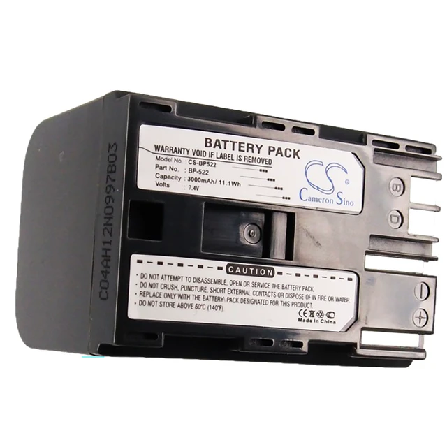 Alt view image 5 of 5 - Battery for Canon DM-MV400 DM-MV450 ZR10 ZR20 ZR40 ZR60 ZR80 ZR85 ZR90 BP-522