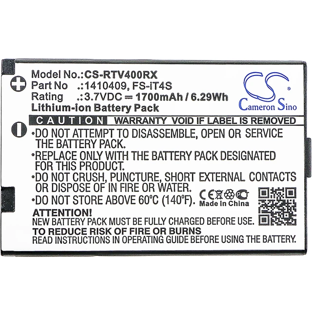 Alt view image 3 of 3 - Battery for Reely GT4 EVO 1410409 FS-iT4S Remote Controller CS-RTV400RX 1700mAh