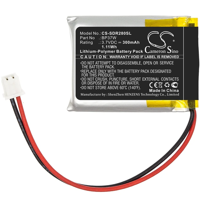 Alt view image 3 of 6 - Battery for Dogtra 280C Receiver 282C Trainers ARC BP37W Dog Collar CS-SDR280SL