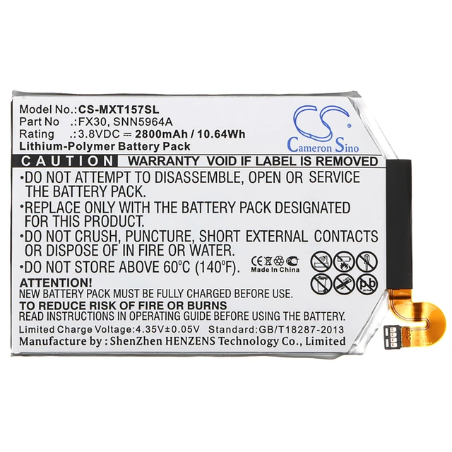 Alt view image 5 of 6 - Battery for Motorola FX30 SNN5964A Moto X Style X+2 Pure XT1572 XT1570 XT1575