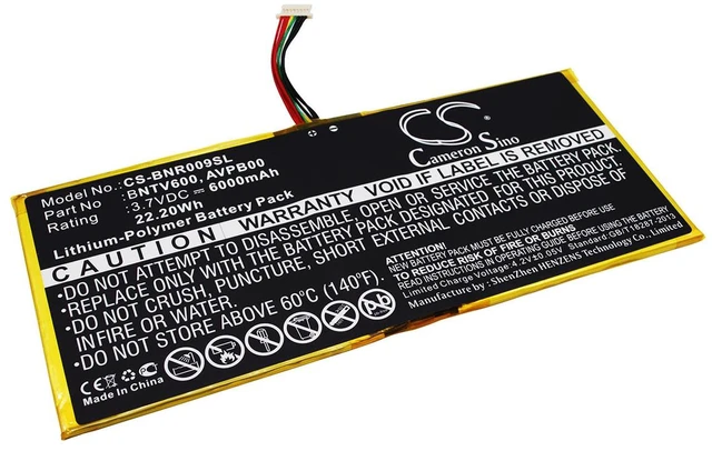 Main image of Battery for Barnes & Noble BNTV600 Nook HD+ HD+9 Ovation AVPB00 AVPB002-A110-01