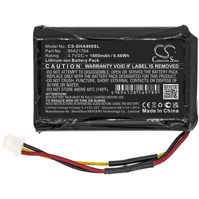 Alt view image 3 of 6 - Battery for Shure SHA900 95A21764 Portable Listening Amp Amplifier CS-SHA900SL