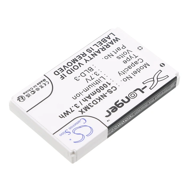 Alt view image 2 of 5 - Battery for Nokia BLD-3 6610i 6610 7210 7250i 7250 6560 6225 6200 6220 3300 2100