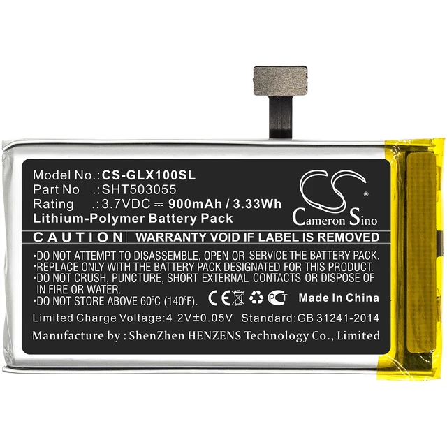 Alt view image 3 of 5 - Battery for Golf Buddy DSC-VTX-100 VTX SHT503055 GPS CS-GLX100SL 900mAh