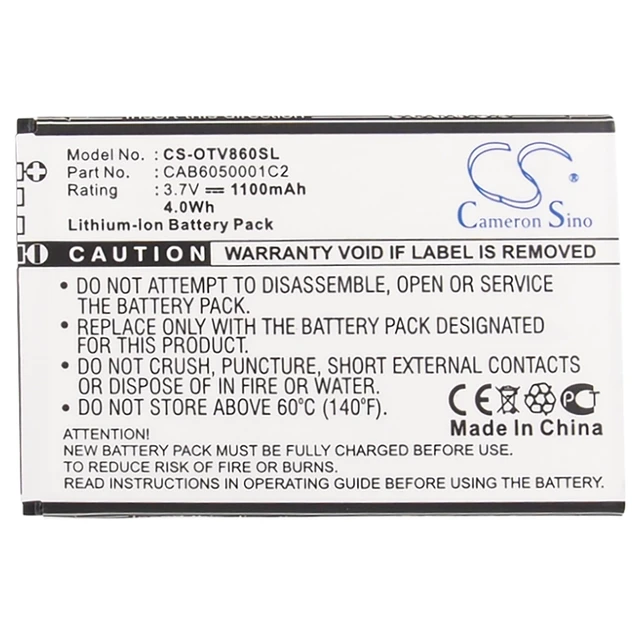 Alt view image 5 of 5 - Battery for Vodafone Smart II V860 Alcatel OT-V860 CAB6050000C1 CAB6050001C2