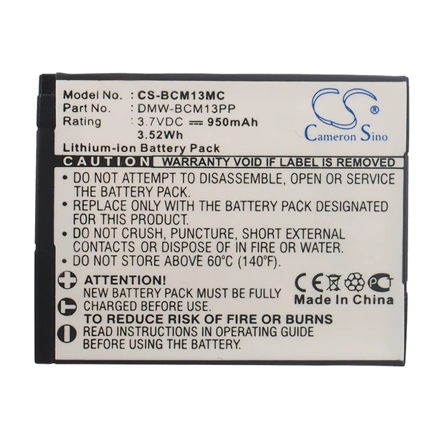 Alt view image 5 of 5 - Battery for Panasonic Lumix DMC-FT5 DMC-TS5 TS6 DMW-BCM13 DMW-BCM13E DMW-BCM13PP