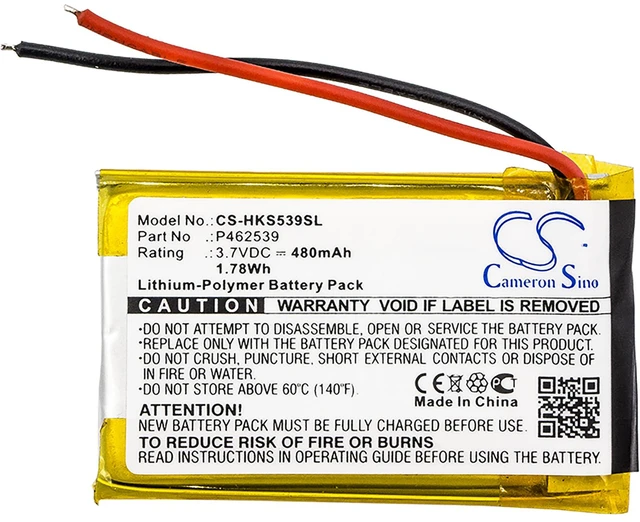 Alt view image 3 of 4 - Battery for Harman/Kardon SOHO P462539 Wireless Headset CS-HKS539SL 3.7v 480mAh