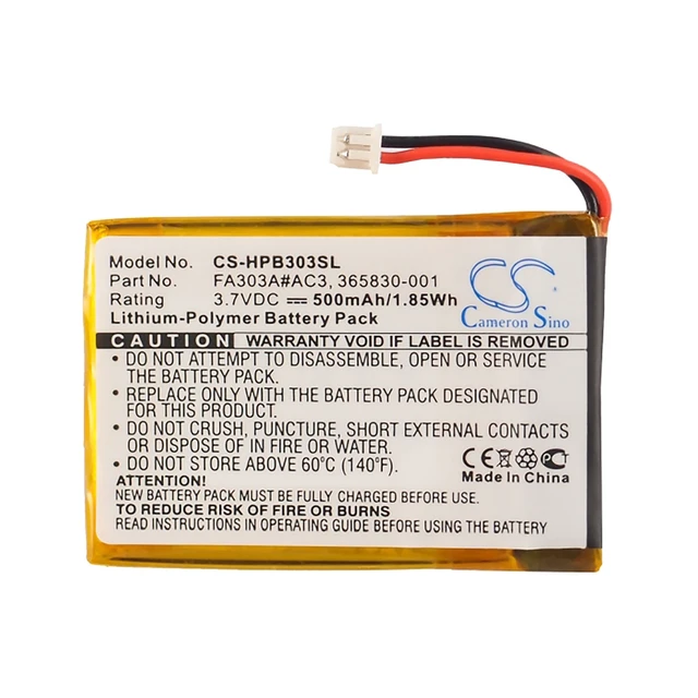 Alt view image 5 of 6 - Battery for HP Bluetooth Stereo Headphones 365830-001 FA303A#AC3 FA303A#AC3-NR