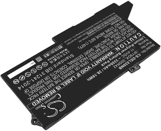 Alt view image 2 of 6 - Battery for Dell WY9DX 005R42 Latitude 5420 5520 CS-DEL520NB 11.4V Li-Polymer