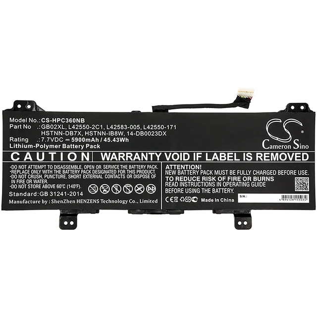 Alt view image 3 of 4 - Battery for HP Chromebook X360 11 14-DB0023DX GB02XL L42550-2C1 L42583-005