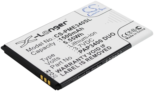 Alt view image 2 of 5 - Battery for Prestigio MultiPhone 3400 Duo PAP3400 Mobile SmartPhone CS-PME340SL