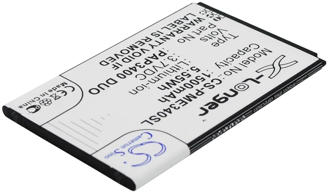 Alt view image 3 of 5 - Battery for Prestigio MultiPhone 3400 Duo PAP3400 Mobile SmartPhone CS-PME340SL