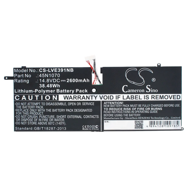 Alt view image 5 of 6 - Battery for Lenovo ThinkPad X1 Carbon 3444 3448 3460 45N1070 45N1071 CS-LVE391NB