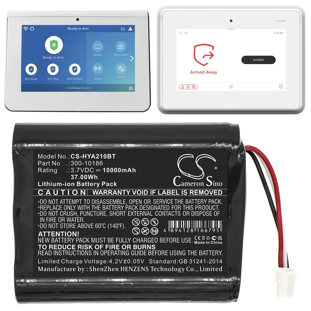 Alt view image 6 of 6 - Battery for ADT Command Smart Security Panel Honeywell Pro 7 300-10186 10000mAh