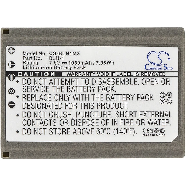 Alt view image 3 of 5 - Battery for Olympus OM-D BLN-1 Camera EM1 II E-M1 EM5 E-M5 CS-BLN1MX 7.6v 1050mA