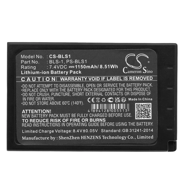 Alt view image 5 of 5 - Battery for Olympus E-400 E-410 E-420 E-450 E-620 EP-1 E-P2 Evolt BLS-1 PS-BLS1