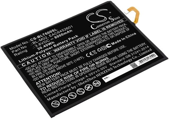 Main image of Battery for LG BL-M02 EAC6452601 G Pad 5 LM-T600L LM-T600QS LM-T600VS LM-T600TS