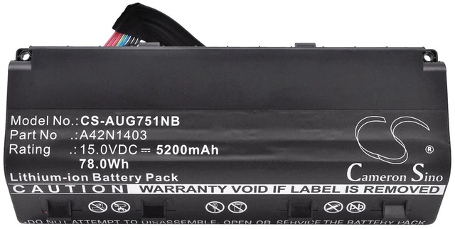 Alt view image 5 of 6 - Battery for Asus ROG G751 G751J GFX71 0B110-00290000M A42LM93 A42LM9H A42N1403