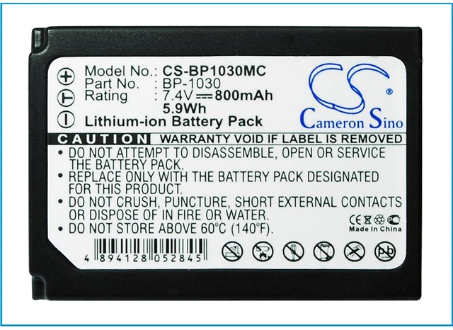 Alt view image 5 of 5 - Battery for Samsung NX200 NX210 BP-1030 ED-BP1030 Camera CS-BP1030MC 7.4v 800mAh