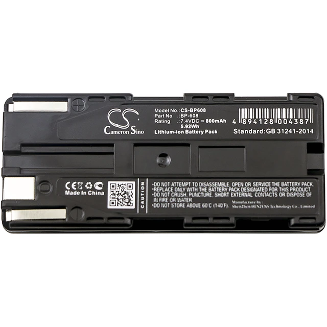 Alt view image 3 of 5 - Battery for Canon C2 E1 E2 ES5000 FV1 G10 G1000 G2000 GL1 GL2 MV1 BP-608 BP-608A
