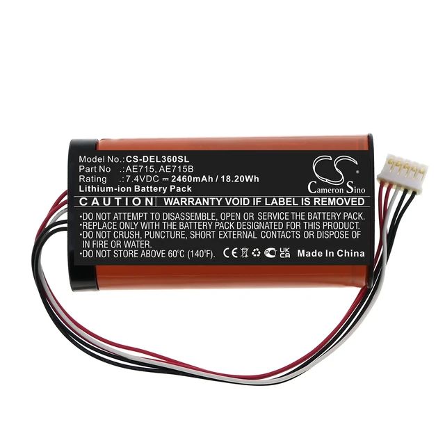 Alt view image 5 of 7 - Battery for Dell AE715 AE715B Wireless 360 Speaker CS-DEL360SL 7.4V Li-ion