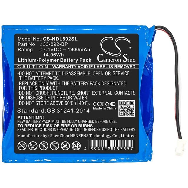 Alt view image 3 of 5 - Battery for IDEAL 33-892 Securitest Pro Tester 33-892-BP CS-NDL892SL 7.4v LiPoly