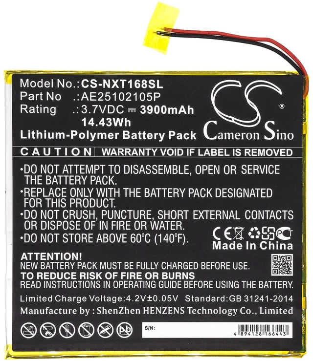 Alt view image 3 of 5 - Battery for Nextbook Ares 8A NX16A8116KPK AE25102105P Tablet CS-NXT168SL 3.7v