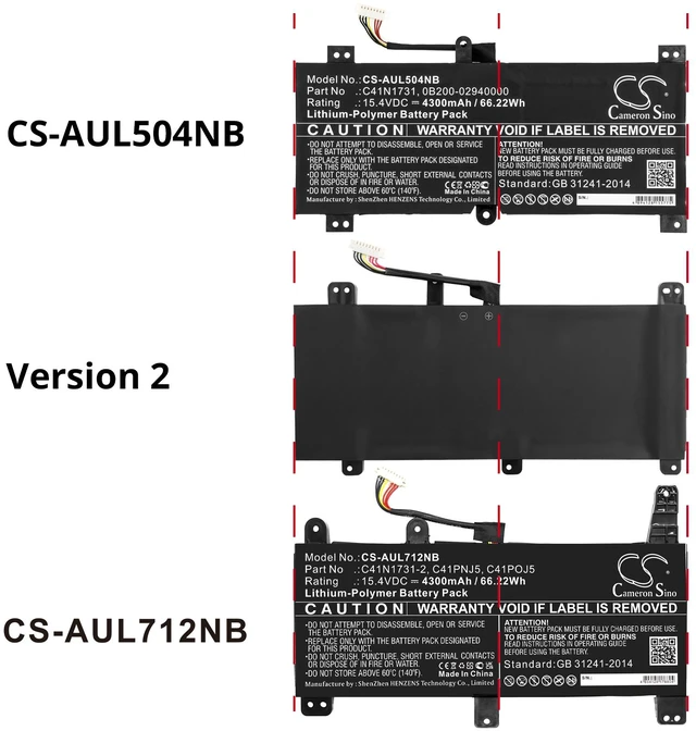 Alt view image 5 of 5 - Battery for Asus ROG Strix GL504GW G515GV G515GW G715GV 0B200-02940000 C41N1731