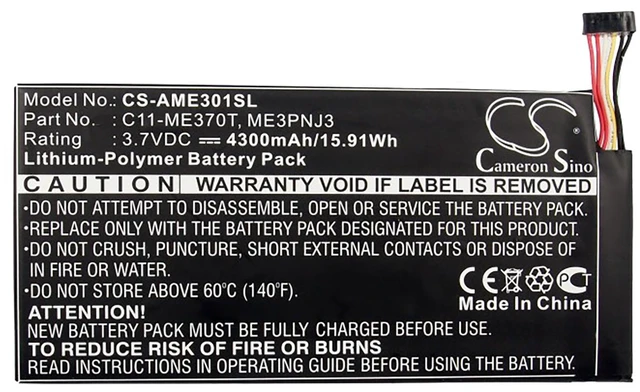 Alt view image 5 of 6 - Battery for Asus ME370T MeMO Pad Google Nexus 7 C11-ME370T ME3PNJ3 8GB 16GB 32GB