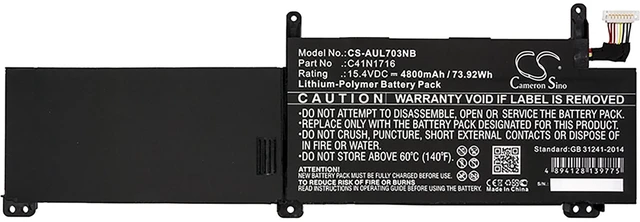 Alt view image 3 of 4 - Battery for Asus ROG GL703GM 0B200-02770000 C41N1716 C41PqPH OB200-02770000P