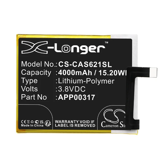 Alt view image 3 of 4 - Battery for CAT APP00317 CATERPILLAR S62 Pro CS-CAS621SL 3.8V Li-Polymer
