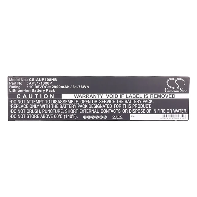 Alt view image 5 of 5 - Battery for Asus Eee PC 1008 1008KR 1008P 90-OA1P2B1000Q AP31-1008P AP32-1008P