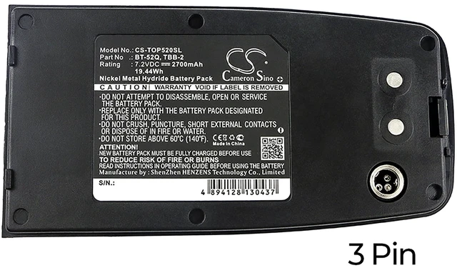 Alt view image 3 of 3 - Battery for Topcon 51730 BT-32Q BT-52Q BT-52QA CS-100 CTS-3000 GPT-1000 GPT-2000