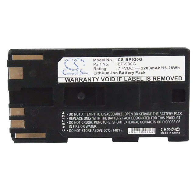 Alt view image 5 of 5 - Battery for Canon GL1 GL2 XHA1 XHG1 XL1 XL1S XL2 XLH1 BP-930G CS-BP930G 2200mAh