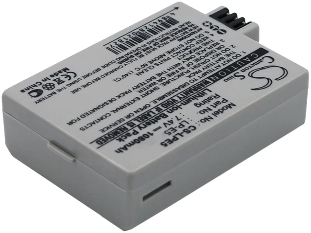 Alt view image 3 of 5 - Battery for Canon EOS 1000D 450D 500D Kiss F X2 X3 Rebel T1i XS Xsi XSi LP-E5
