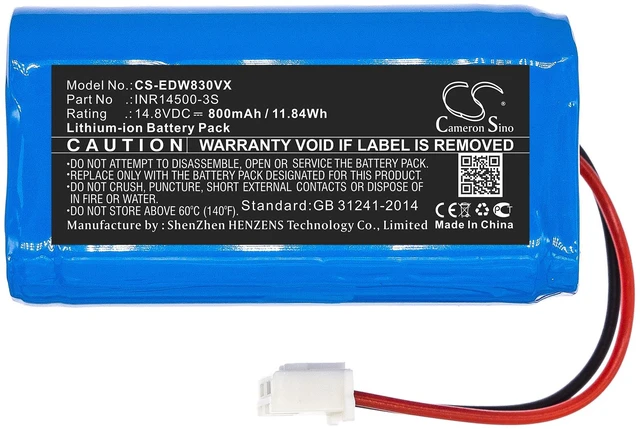 Alt view image 3 of 5 - Battery for Ecovacs W830 W830-RD W830S W836 W850 W855 W930 W950 INR14500-3S