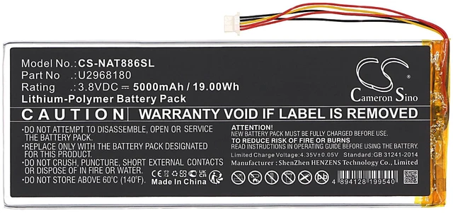 Alt view image 3 of 5 - Battery for ONN 100011886 NSurf Tablet 10" Gen 2 U2968180 CS-NAT886SL 3.8v
