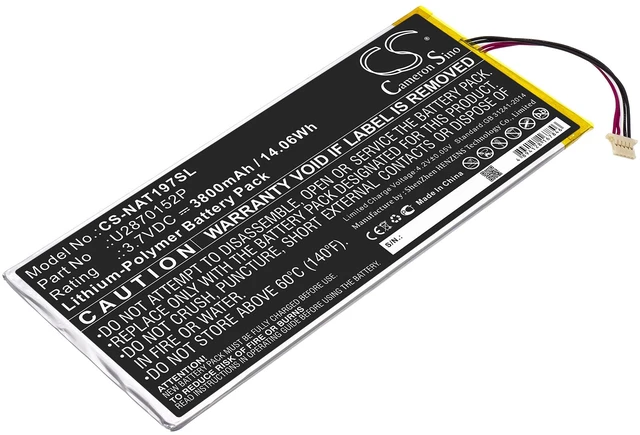 Main image of Battery for ONN ONA19TB003 ONA19TB007 U2870152P Tablet CS-NAT197SL 3800mAh