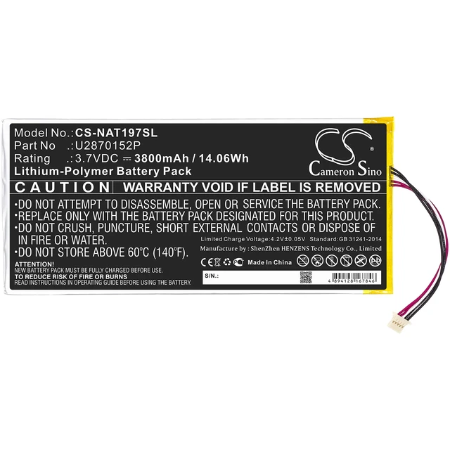Alt view image 3 of 6 - Battery for ONN ONA19TB003 ONA19TB007 U2870152P Tablet CS-NAT197SL 3800mAh