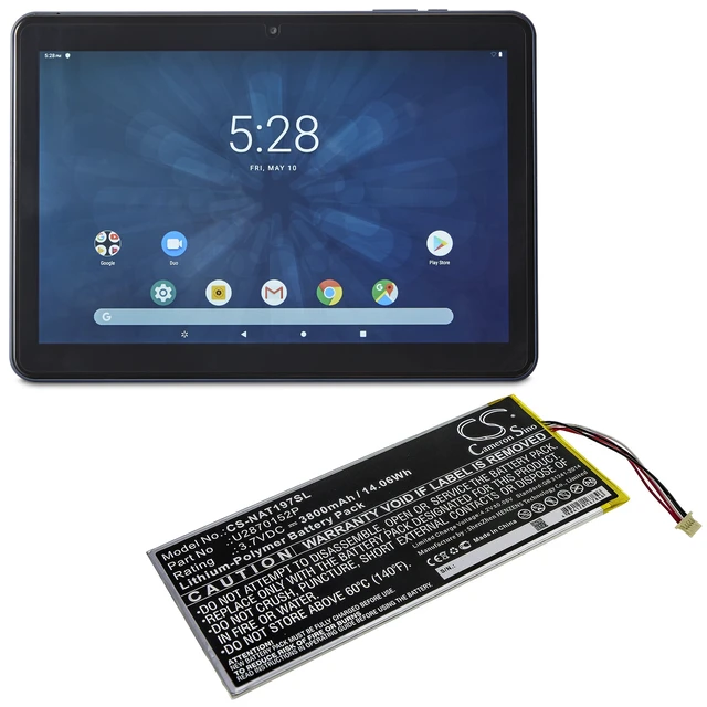 Alt view image 6 of 6 - Battery for ONN ONA19TB003 ONA19TB007 U2870152P Tablet CS-NAT197SL 3800mAh