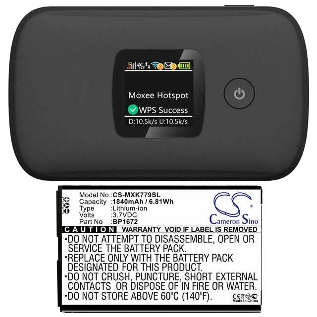 Alt view image 4 of 4 - Battery for Moxee K779 K779HSDG_P K779HSDL BP1672 Hotspot CS-MXK779SL 3.7v