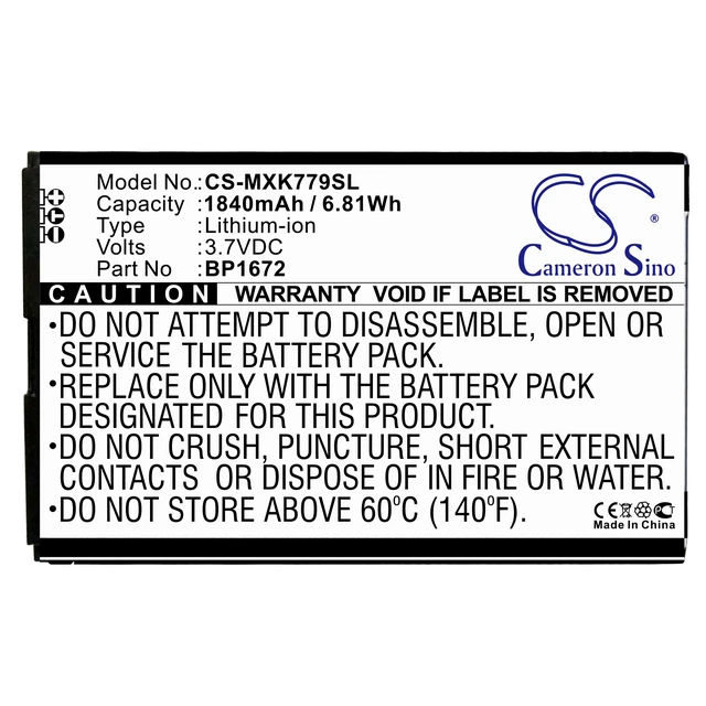 Alt view image 3 of 4 - Battery for Moxee K779 K779HSDG_P K779HSDL BP1672 Hotspot CS-MXK779SL 3.7v