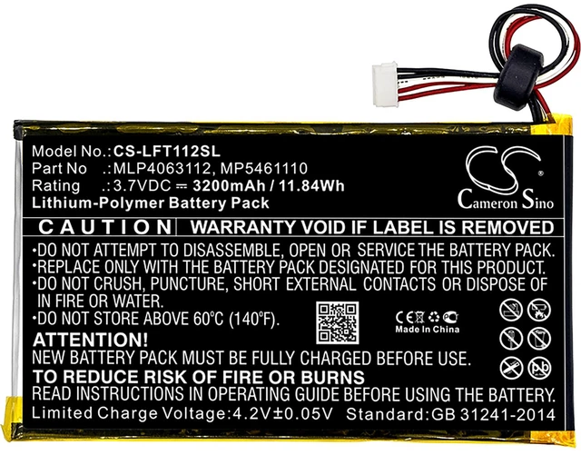 Alt view image 3 of 4 - Battery for LeapFrog LeapPad Platinum 7 XDi Ultra 800-10067 MLP4063112 MP5461110
