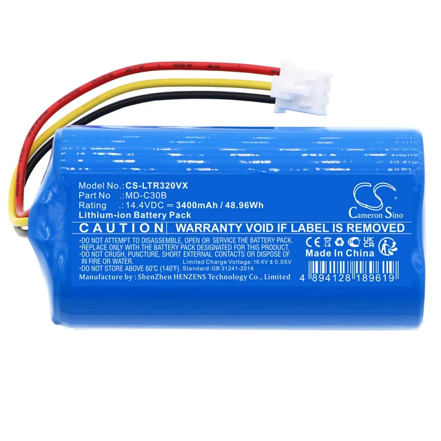 Alt view image 3 of 5 - Battery for Blaupunkt D071-INR-CH-4S1P Proscenic MD-C30B Midea Liectroux C30B