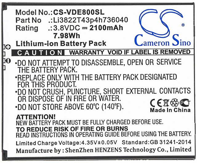Alt view image 3 of 3 - Battery for ZTE Li3822T43p4h736040 Vodafone Avid 559 Blade T2 Lite N9137 NZ9137
