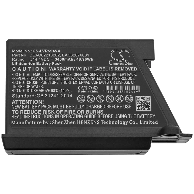 Alt view image 3 of 4 - Battery for LG VR34406LV VR34408LV VR5940LEAC60766103 EAC62218202 EAC62218205