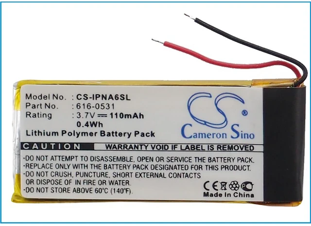 Alt view image 4 of 4 - Battery for Apple iPod Nano 6th nano6 6 Gen generation 616-0531 MP3 NEW 110mAh