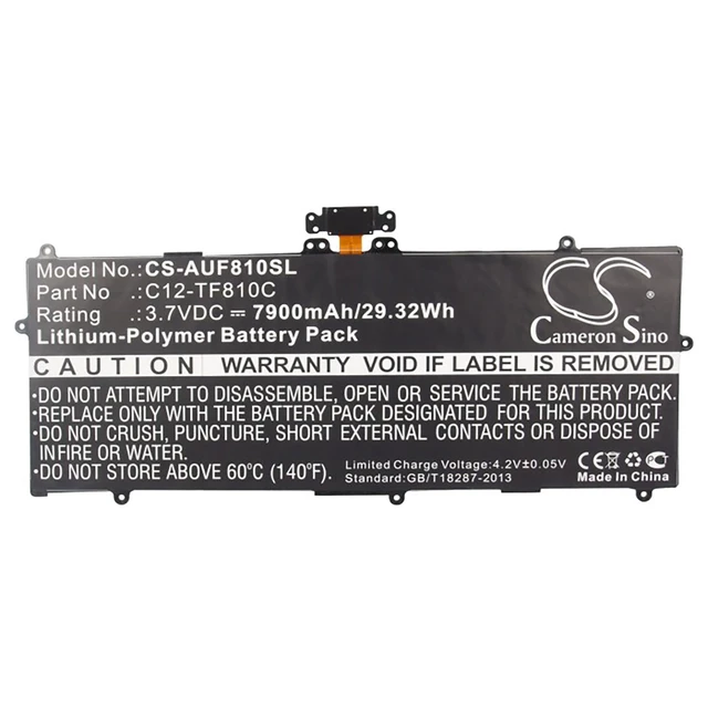Alt view image 5 of 6 - Battery for Asus TF810 TF810C Vivo Tab C12-TF810C Tablet CS-AUF810SL 7900mAh