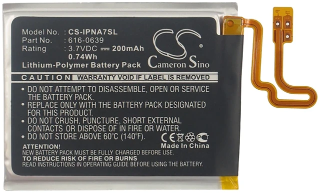 Alt view image 5 of 6 - Battery for Apple A1446 iPod Nano 7th Gen 7 616-0639 616-0640 MP3 Player 200mAh